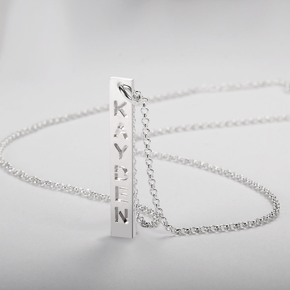 Long cutout name necklace