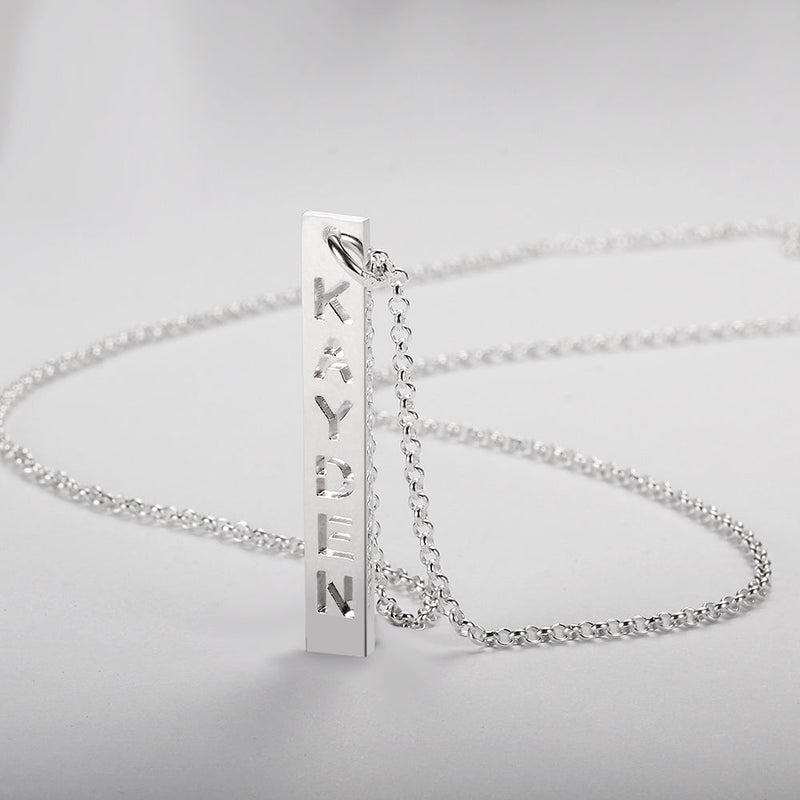 Long cutout name necklace