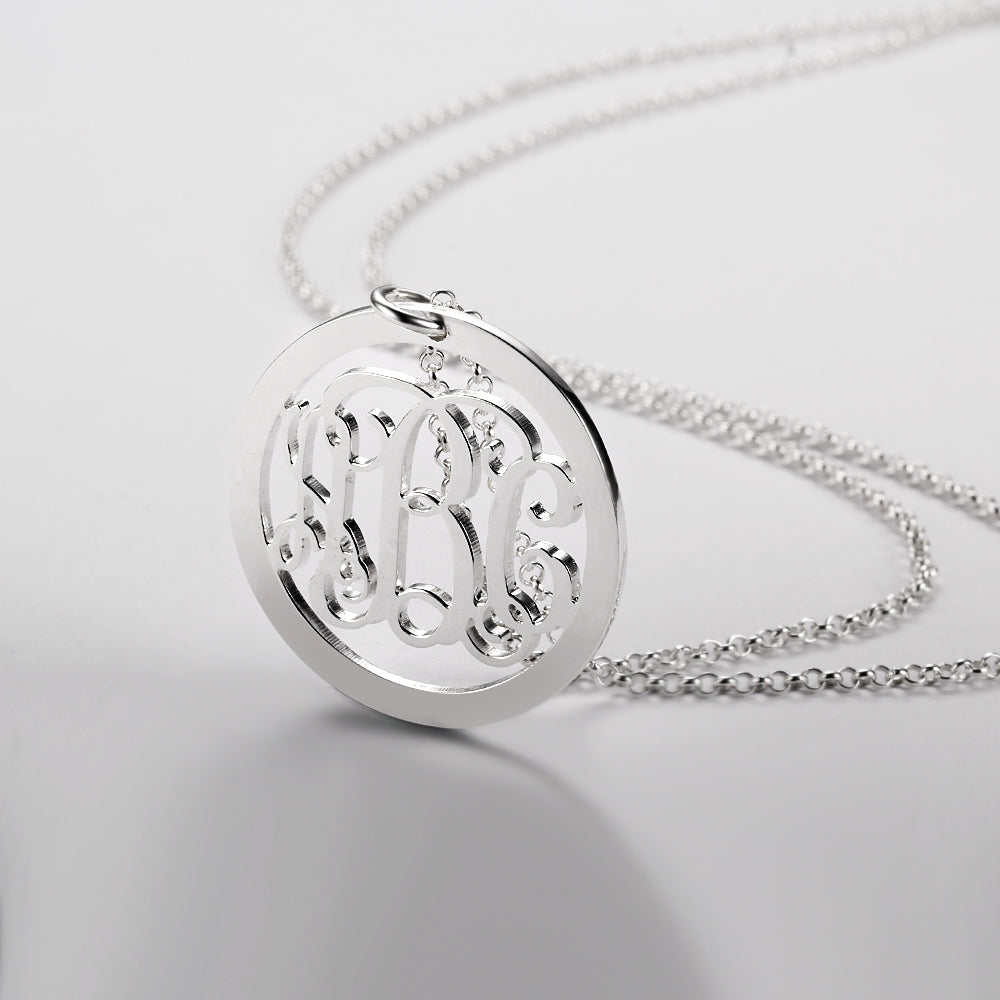 Personalized 925 Sterling Silver Monogram Necklace