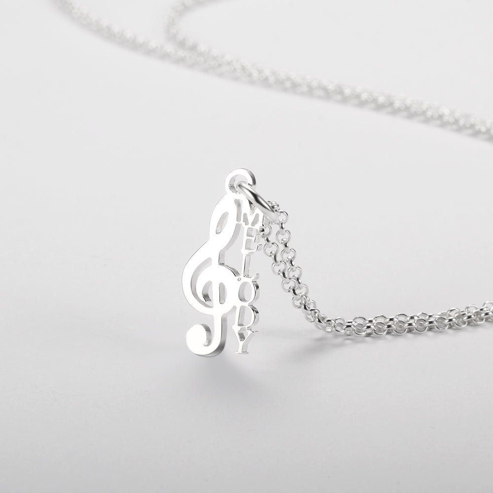 Music Note Custom Name Necklace