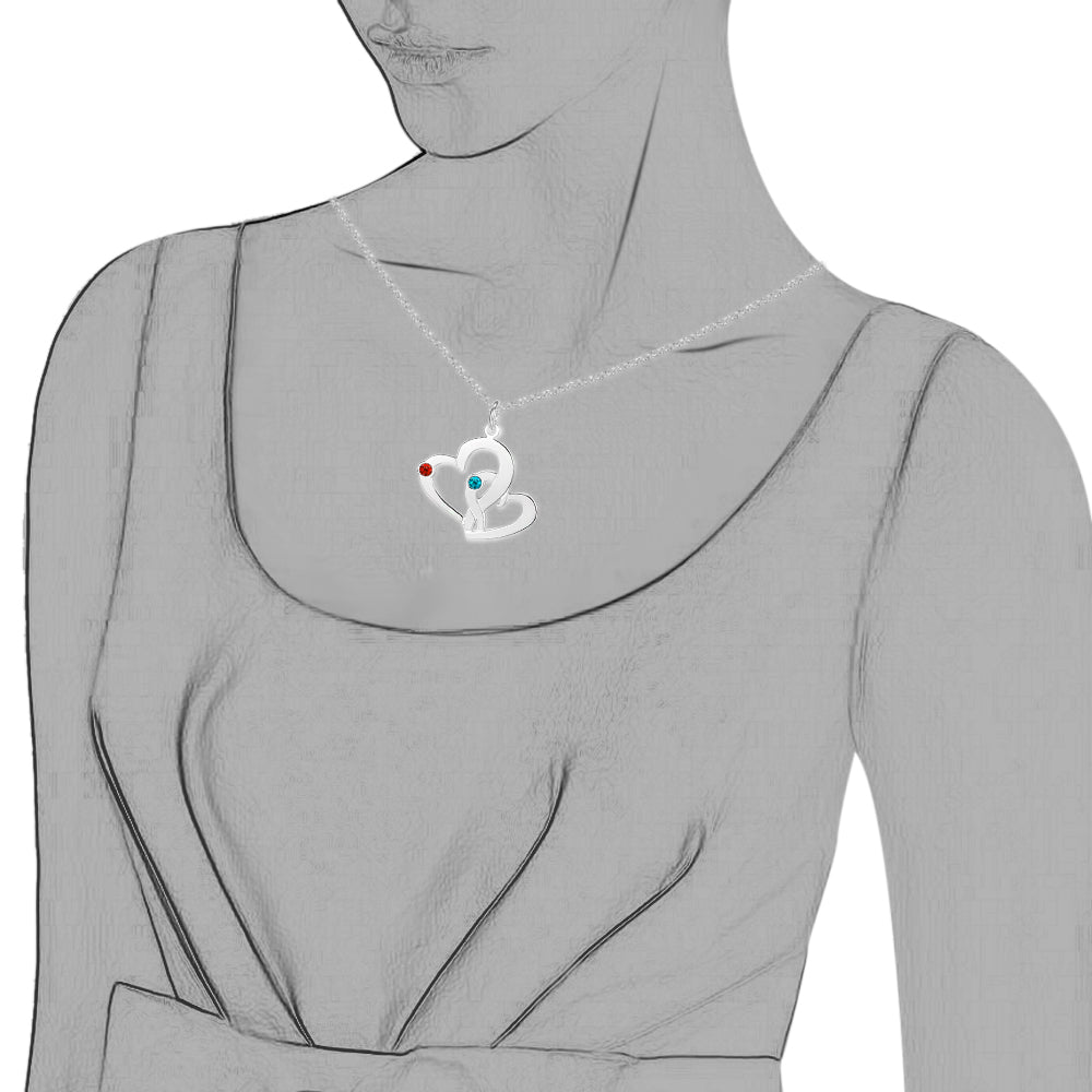 Double Heart Birthstone Name Necklace