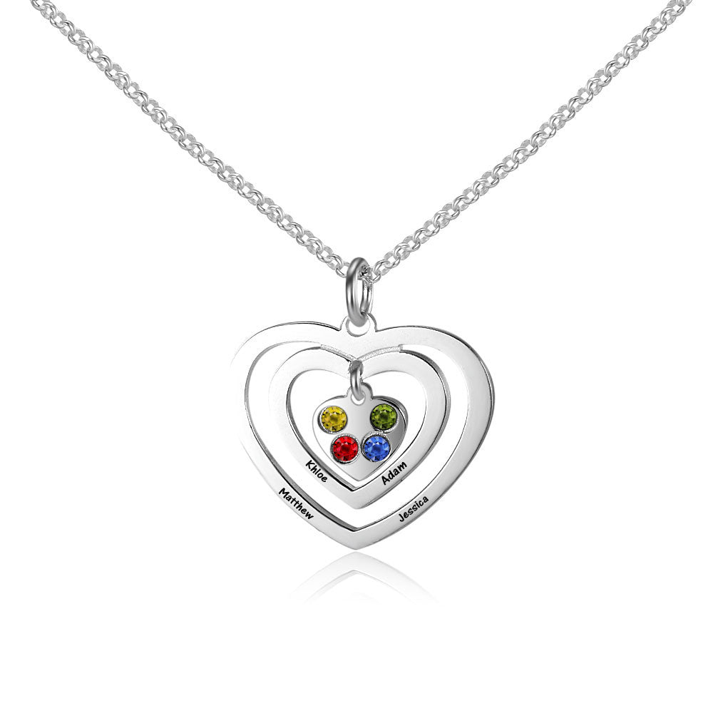 Heart Shaped Birthstone Name Necklace