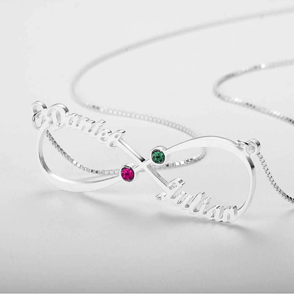 custom 8 character birthstone name necklace