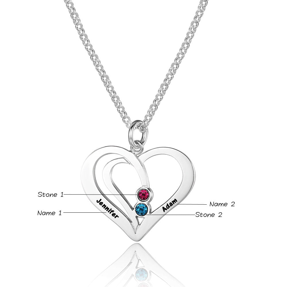 Personalized 925 Sterling Silver Heart-Shaped Necklace