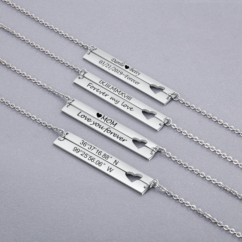 Personalized Stainless Steel Nameplate Bar Necklace
