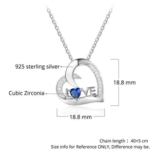 S925 Engraved Names Birthstone Heart Shape Penant Necklace with Love Letter