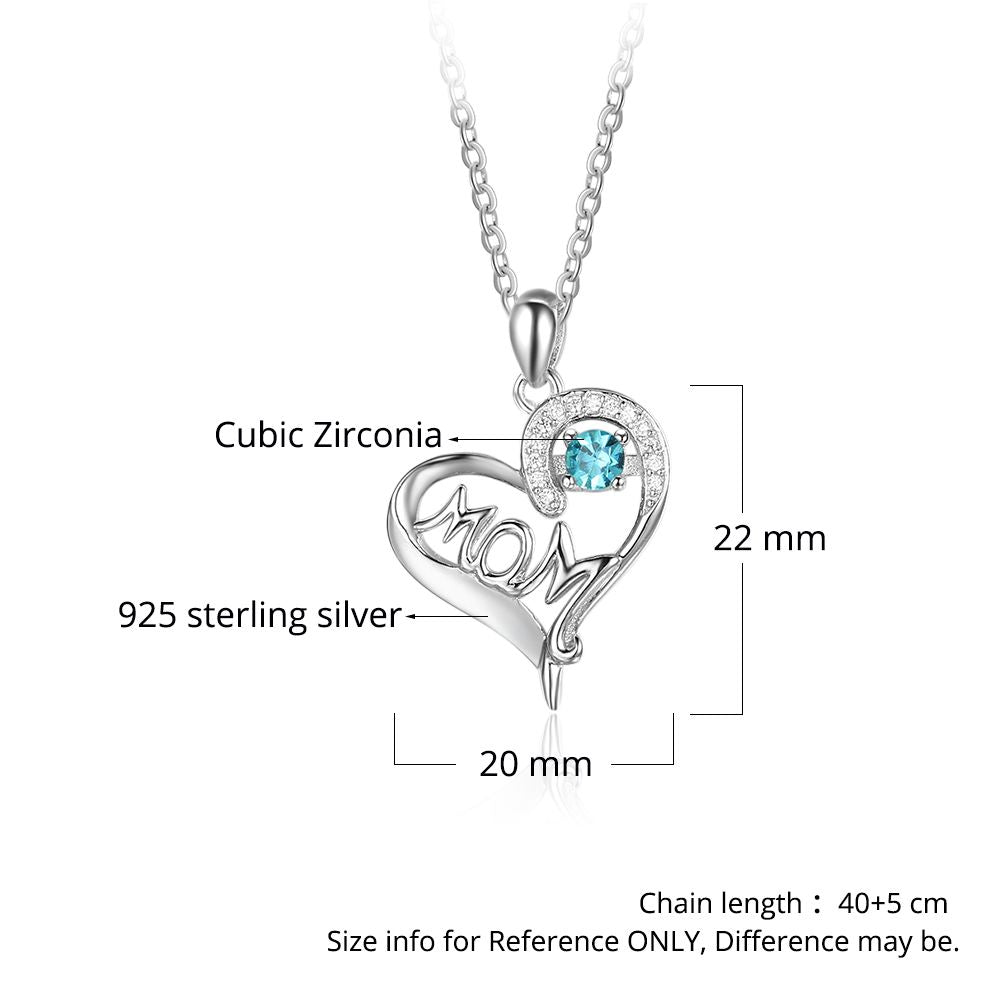 925 Sterling Silver Heart Necklace with Mom