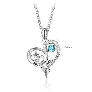 925 Sterling Silver Heart Necklace with Mom