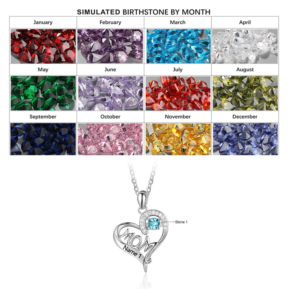 925 Sterling Silver Heart Necklace with Mom