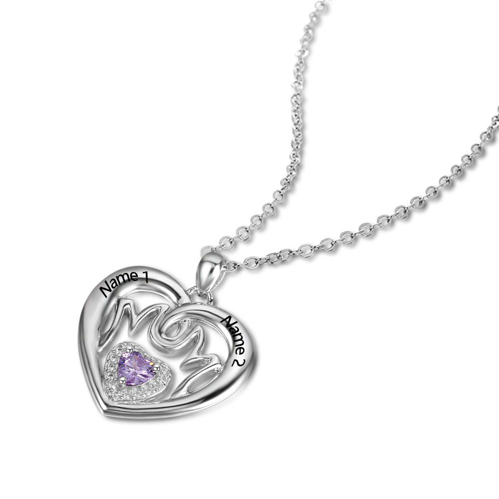 925 Sterling Silver Custom name One Birthstone Necklace