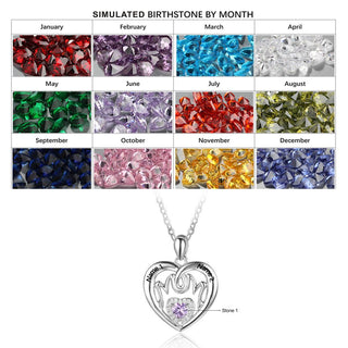 925 Sterling Silver Custom name One Birthstone Necklace