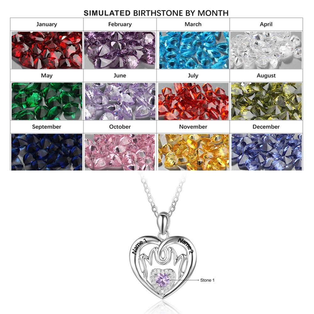 925 Sterling Silver Custom name One Birthstone Necklace