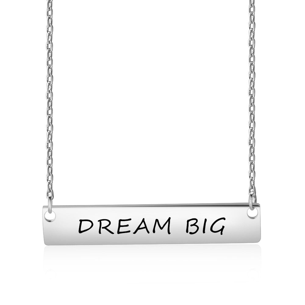Stainless Steel Nameplate Bar Necklace With 45CM Chain