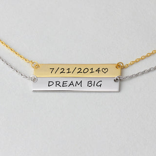 Stainless Steel Nameplate Bar Necklace With 45CM Chain