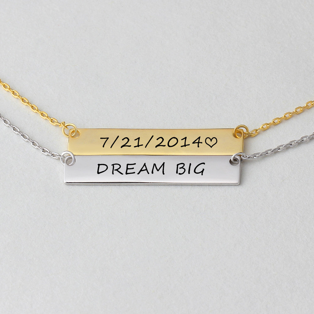 Stainless Steel Nameplate Bar Necklace With 45CM Chain