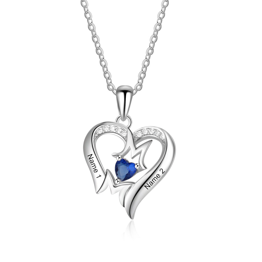 925 Sterling Silver Heart Necklace with Mom