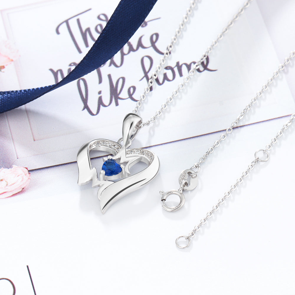 925 Sterling Silver Heart Necklace with Mom