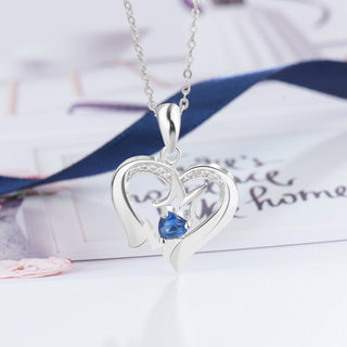 925 Sterling Silver Heart Necklace with Mom