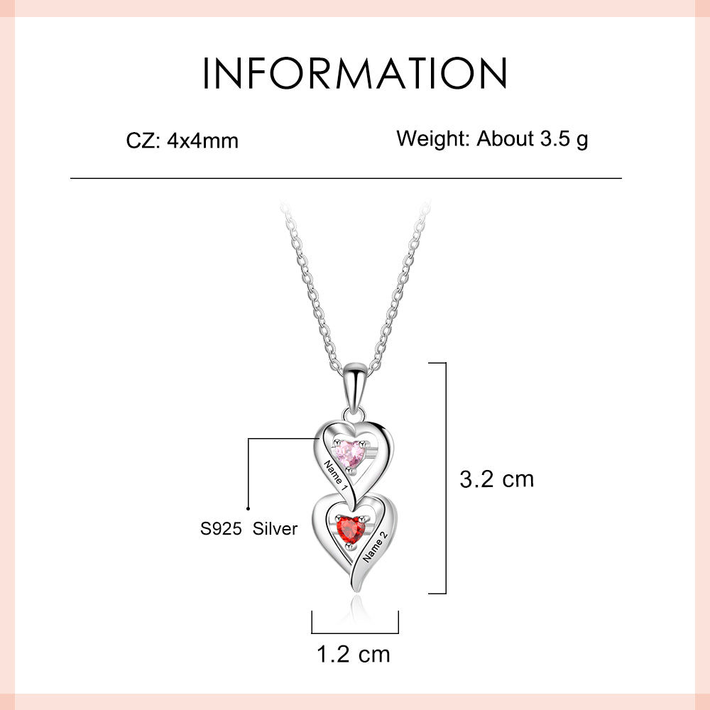 925 Sterling Silver Two Birthstone Necklace