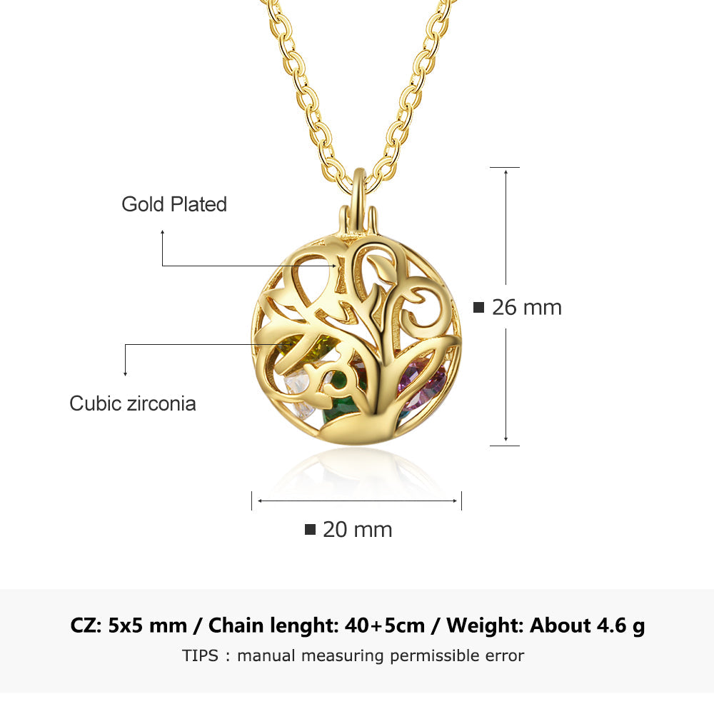 925 Sterling Silver Birthstones Hollow Cage Pendant Necklace