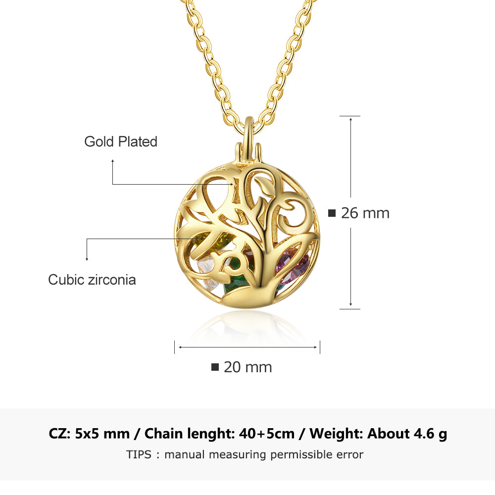 925 Sterling Silver Birthstones Hollow Cage Pendant Necklace