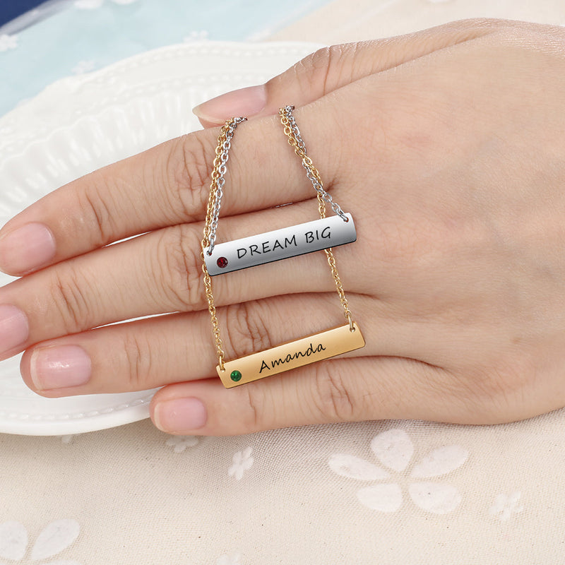 Personalized Stainless Steel Nameplate Bar Necklace