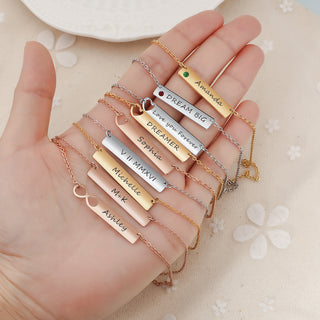 Personalized Stainless Steel Nameplate Bar Necklace
