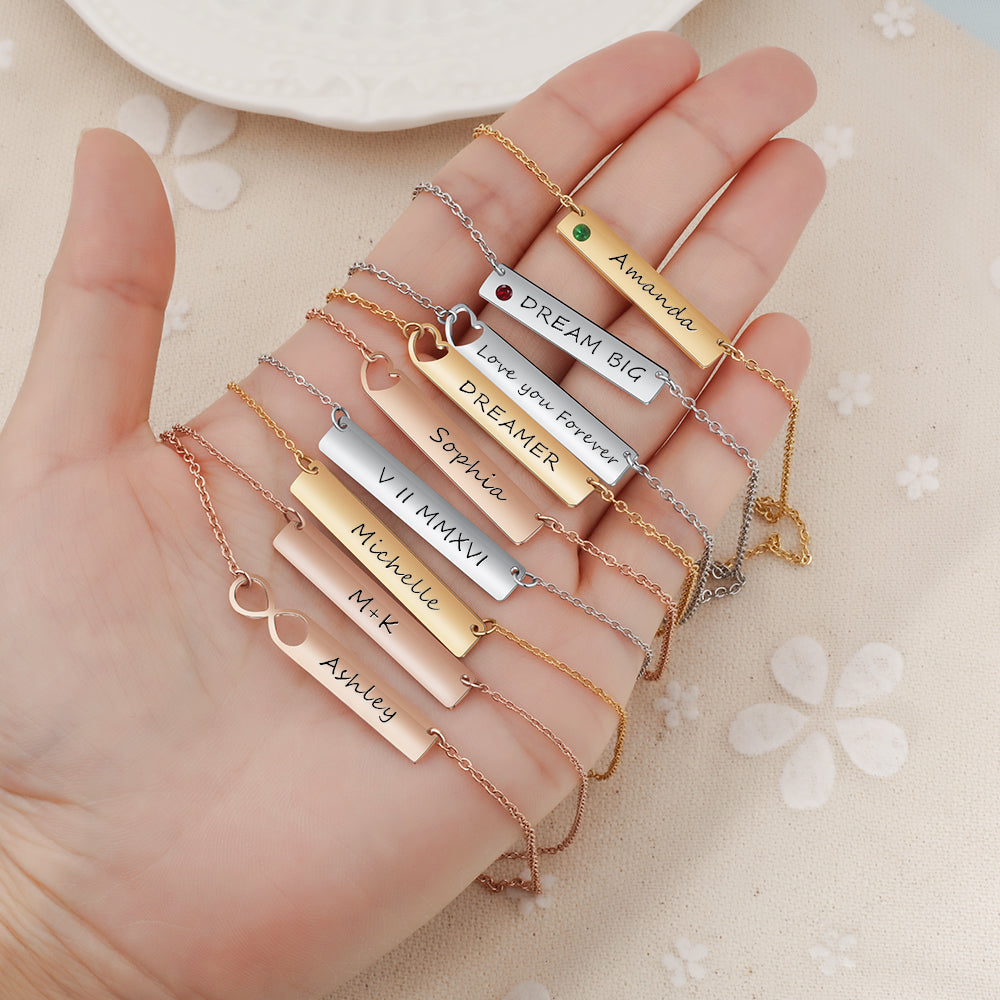 Personalized Stainless Steel Nameplate Bar Necklace