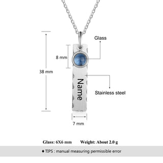 Birthstone & Engraved Stainless Steel Necklace
