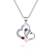 Personalized Double Heart Birthstones Pendant Necklace