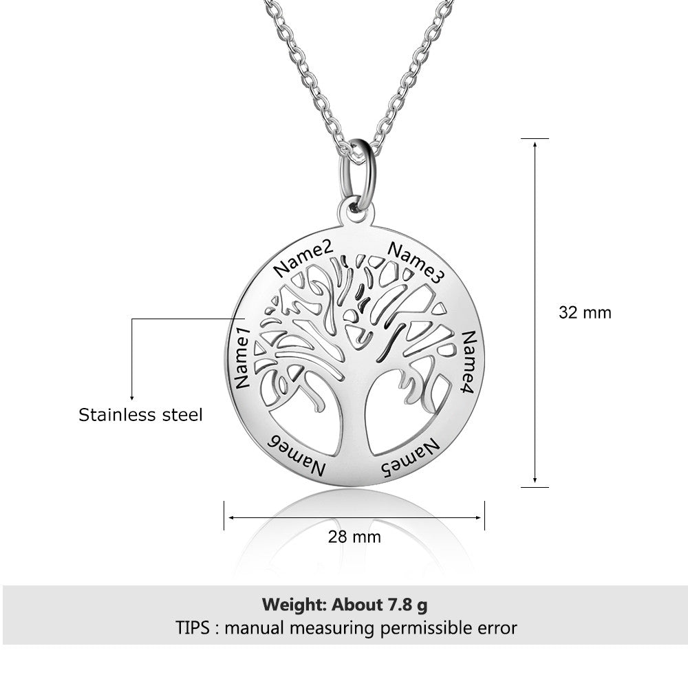 Stainless Steel Tree of Life Name Necklace