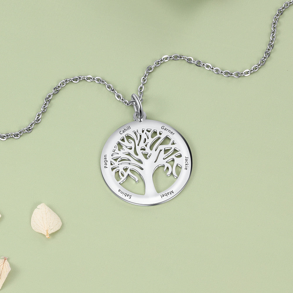 Stainless Steel Tree of Life Name Necklace