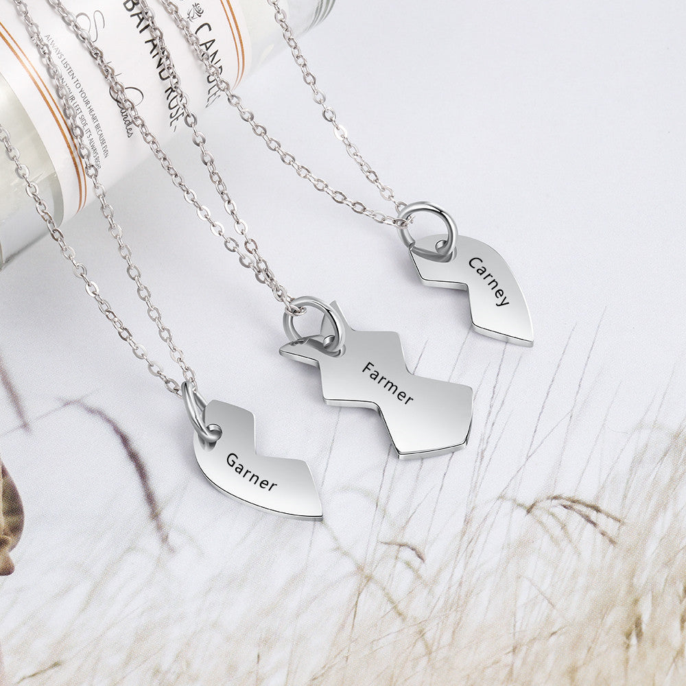 Custom Stitched Heart Shaped Flat Necklace