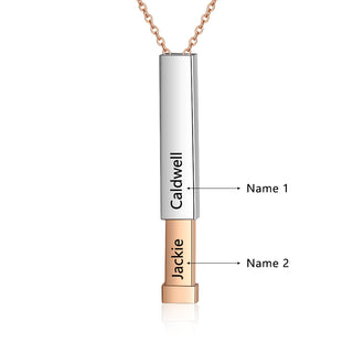 Double Name Bar Pendant Necklace