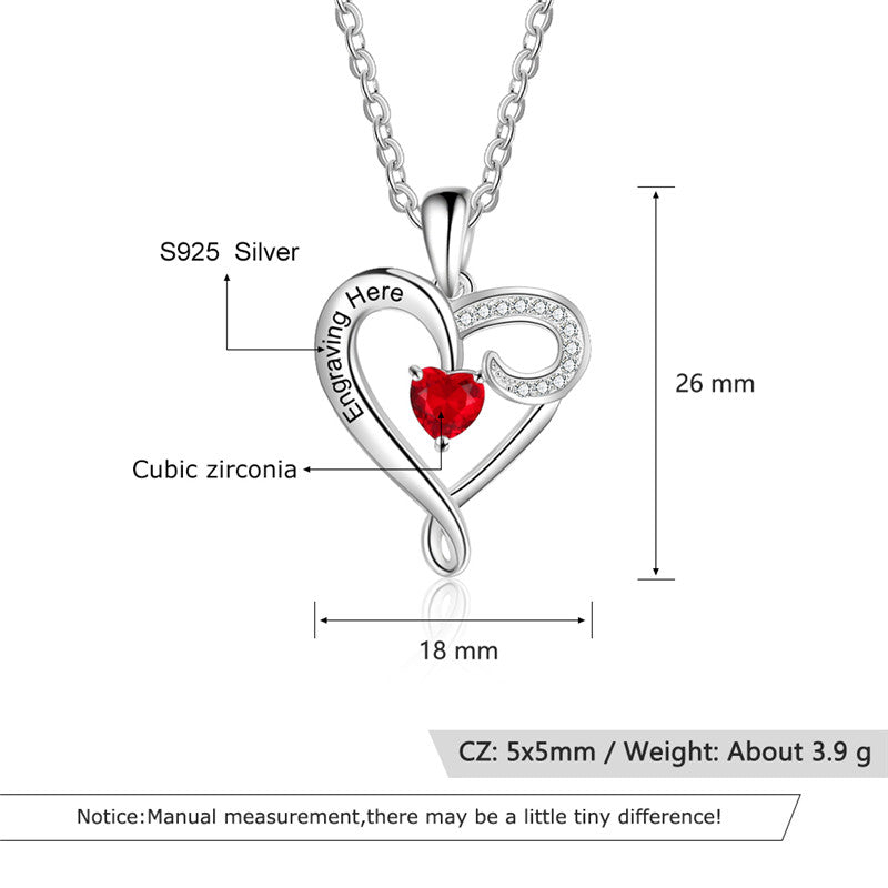 925 Sterling Silver One Birthstone Necklace