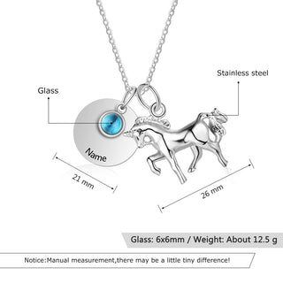Customized Horse Shape Pendant Birthstone Necklace