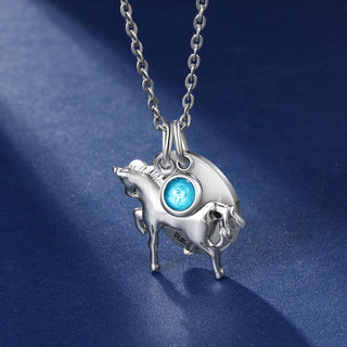 Customized Horse Shape Pendant Birthstone Necklace