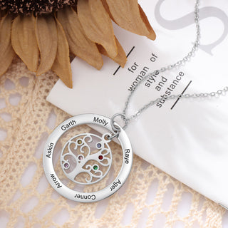 Custom Name And Birthstone Number Tree Of Life Necklace