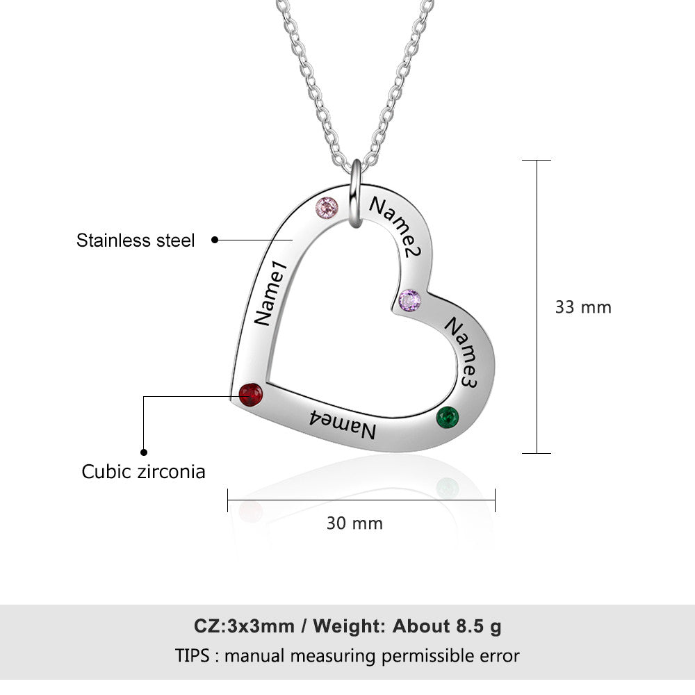 Heart Shaped Birthstone Necklace