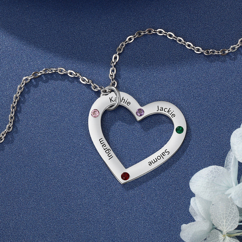 Heart Shaped Birthstone Necklace