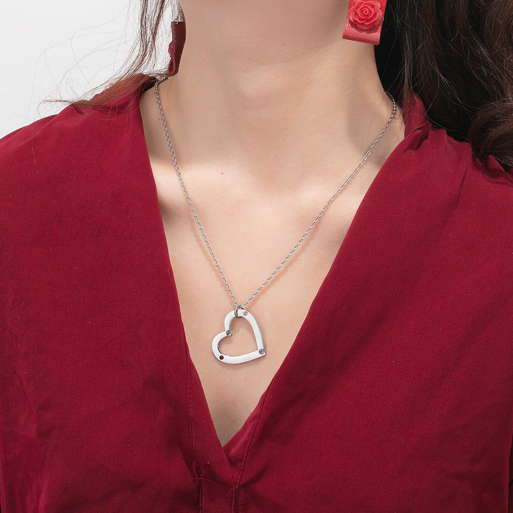 Heart Shaped Birthstone Necklace