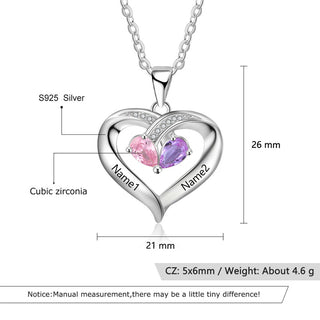 925 Sterling Silver Two Birthstone Necklace