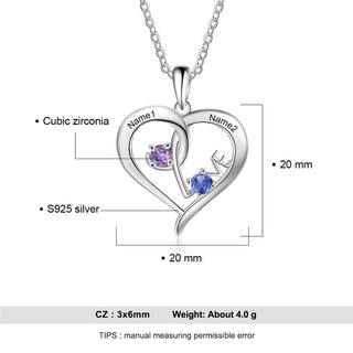 Custom 925 Sterling Silver Two Birthstone Necklace