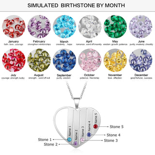 Heart Pendant Birthstone Necklace