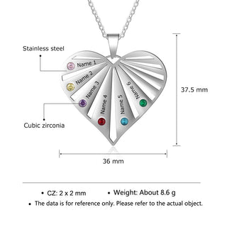 Six Birthstone Heart Necklaces