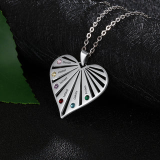 Six Birthstone Heart Necklaces