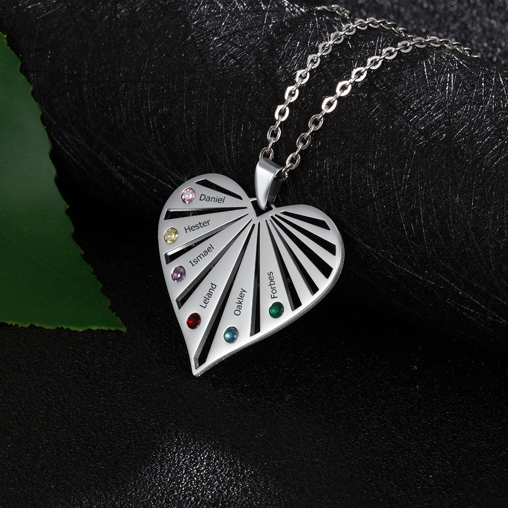Six Birthstone Heart Necklaces