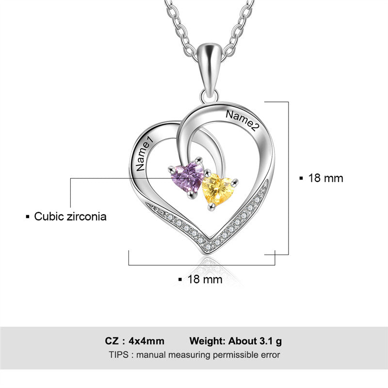 925 Sterling Silver Two Birthstone Necklace