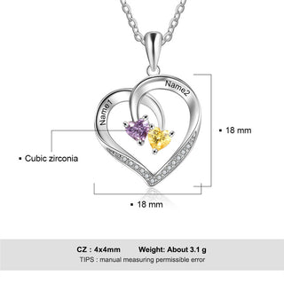 925 Sterling Silver Two Birthstone Necklace