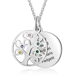 Familly Tree Birthstone Personalized Stainless Steel Necklace